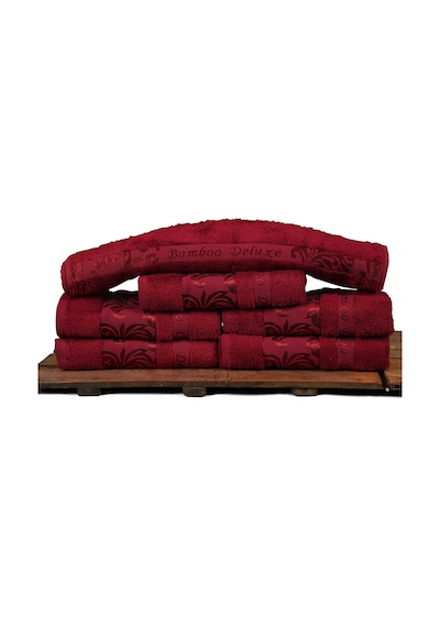 Mulberry Bambu Havlu %100 Organik Bambu Havlu Seti 50 x 90 - 6'lı Paket Premium Ultra Yumuşak Dekoratif Kırmızı