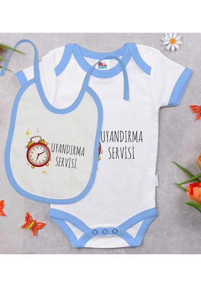 Bk Kids Uyandırma Servisi Tasarımlı Mavi Bebek Body Zıbın Ve Mama Çok Renkli