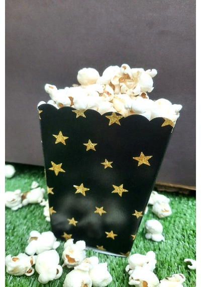 8'li Siyah Gold Yaldızlı Adam Mısır Kutusu - Popcorn Kutusu - Doğum Günü İkram Hediye - Orta Boy Standart