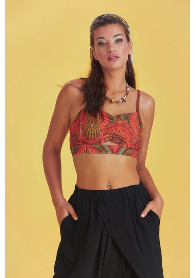 Los Banditos Desenli İnce Askılı Cut Out Detay Koton Bralet Turuncu