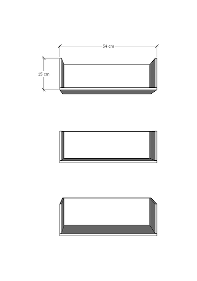 Asra Trend Çocuk Odası Duvar Rafı Kitaplık ÇR-03 %100 MDF 3'lü Set Antrasit