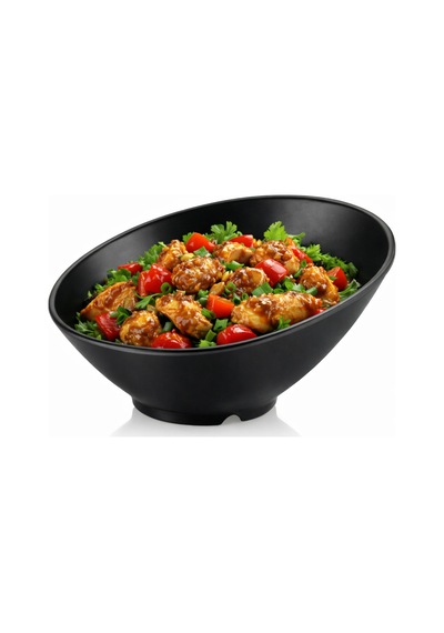 Modern Asimetrik Kase Tabak 21 Cm Siyah,kırılmaz Dayanıklı Premium Bowl, Çorba Servis Kasesi Tabağı Siyah