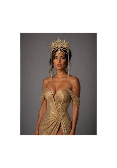 Diamond Veil Crown Alınlıklı Gelin,kına,nişan,söz,after,bride,party Taç Gold - 885835840 Gold