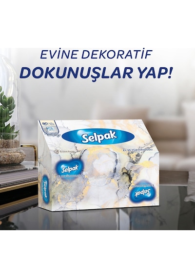 Selpak El Ve Yüz Havlusu Kutulu Mermer Desen 3'lü 240 Yaprak
