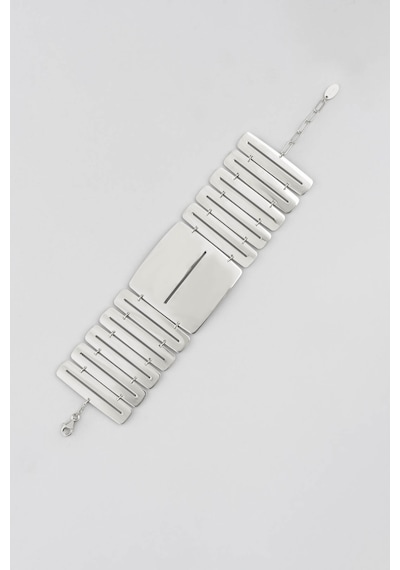 So Chic Elegant Tasarım 18 Ayar Beyaz Altın Kaplama 20 CM Gümüş Bileklik