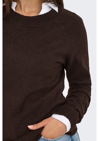 Only Onlrica Regular Fit Bisiklet Yaka Kazak Kadın Kazak 15204279 Koyu Kahve