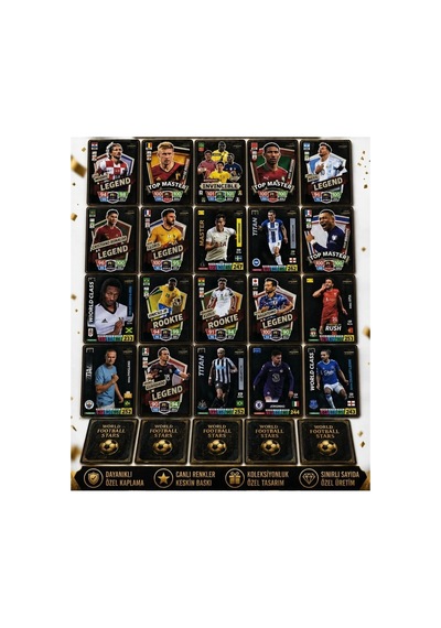 Cantex Tech Futbolcu Oyun Karti 25 Adet Black Series Pocket Esnek Kırılmaz Parlak Kart