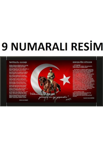 90X140 Cm Deri Çerçeveli Atatürk Resimli Makam Panosu