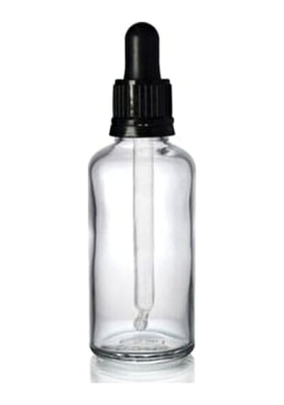Şeffaf Cam Şişe 50 Ml Sıkmalı Damlalıklı Kapak 18 Mm