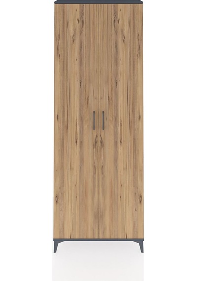 Arges Dolap 2 Raflı 2 Kapaklı Tek Askılı 88x30x243 Antrasit-çam Antrasit