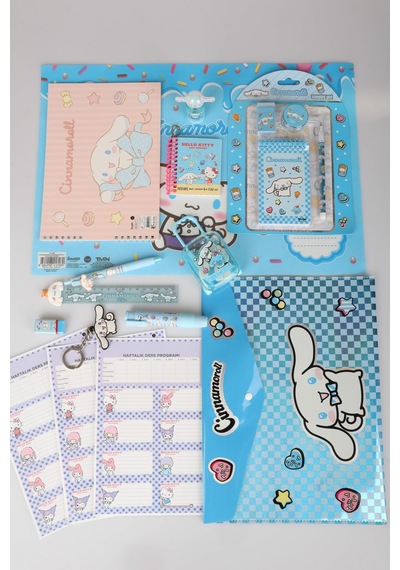 Sweet Bow Collection Lisanslı Cinnamoroll 21 Parça Kırtasiye Seti Okul Etiketi,resim Defteri,çıtçıt Dosya Diğer