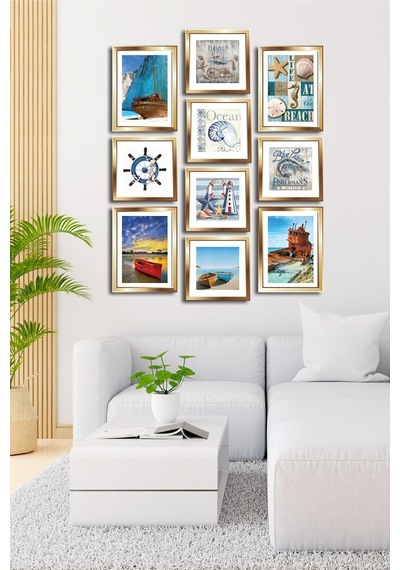 10 Parçalı Çerçeve Görünümlü Mdf Tablo Seti Flm168 Çok Renkli - 713604598 Çok Renkli