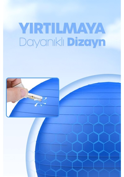 65 Cm Pilates Topu Ve Pompa Seti 155-170 Cm Boy İçin Uygun Dayanıklı Anti-slip Mavi