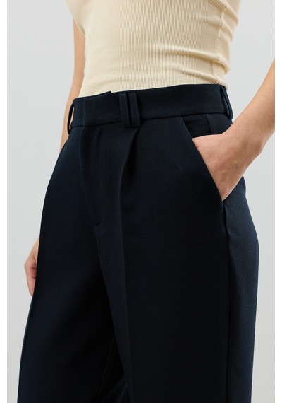 Antioch Relax Fit Pilili Kadın Pantolon Lacivert