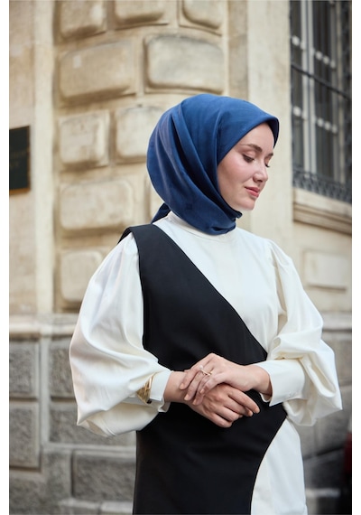 Silk Home Monogram Pamuk İpek Eşarp 130001-08 lacivert