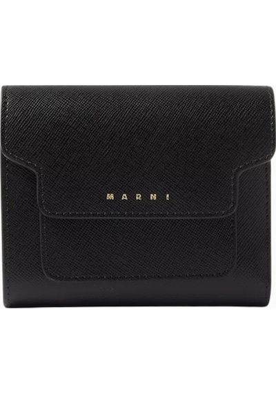 Marni Flap Saffiano Deri Cüzdan, Şık Ve Fonksiyonel Tasarım Siyah