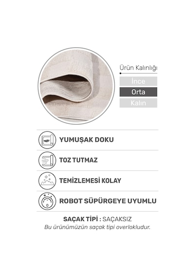 Joliva Halı Koleksiyonu Yumuşak Post Halı, Kalın Hav, Tozumaz Ve Kolay Temizlik Krem - Bej