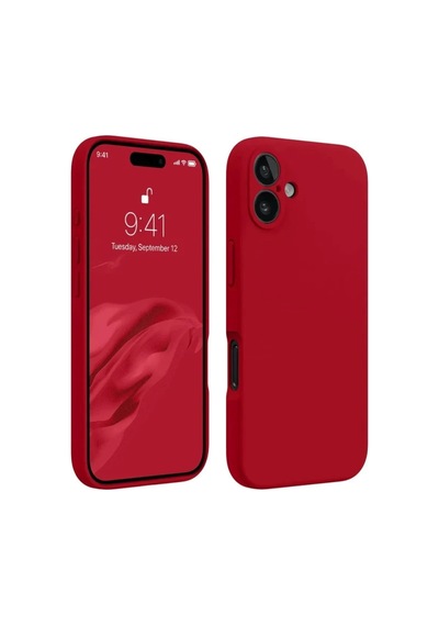 Apple iPhone Uyumlu 16 Plus Kılıf First Silikon - Kırmızı Kirmizi