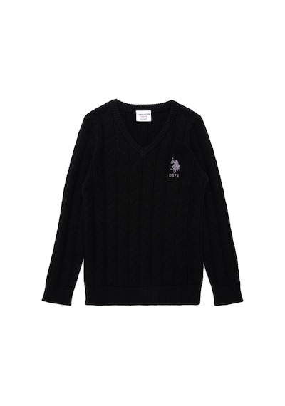 U.S. Polo Assn. Erkek Çocuk Siyah Basic V Yaka Kazak 50293535-VR046