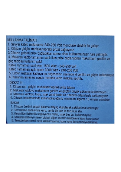 Pera 3x2,5 Mm 40 Metre Makaralı Plastik Seyyar Kablo Monofaze 40 Metre