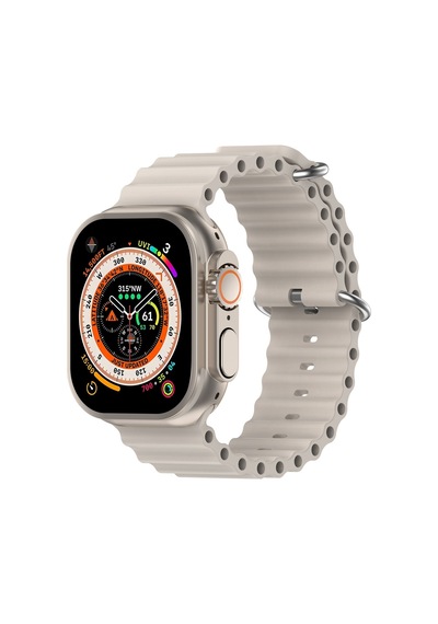 Caseonn Apple Watch Uyumlu Series 9 41mm Kordon Suya Dayanıklı Okyanus Silikon Kayış Bej