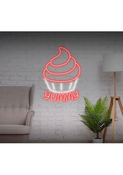Yummy Yazılı Ve Şekilli Neon Tabela Kırmızı