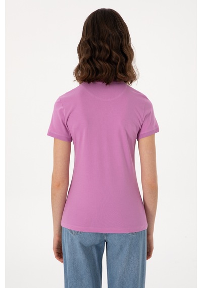 U.S. Polo Assn.  Kadın Fuşya Basic Polo Yaka Tişört 50300896-VR023