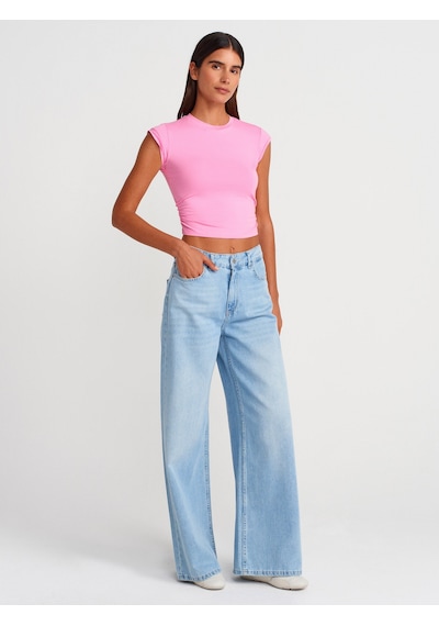 Dilvin 30899 Yanları Büzgü Detaylı Top-pembe Pembe