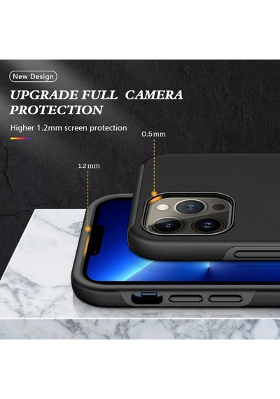 Newface Apple iPhone Uyumlu 13 Pro Max Kılıf Elit Yüzüklü Kapak Semeglbl - 68 - Siyah