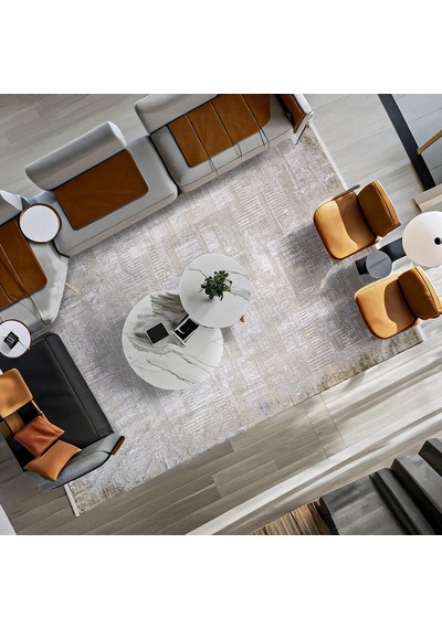 Bespoky Soyut Salon Halısı Dijital Baskı Kaymaz Vizon