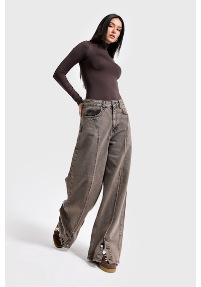 Itsbasic Kadın Koyu Kahve Kot 3w5-70 Süper Baggy Fit Paça Detaylı Özel Tasarım Denim Jean Itsbasic Kadın Koyu Kahve Kot 3w5-70 Süper Baggy Fit Paça Detaylı Özel Tasarım Denim Jean