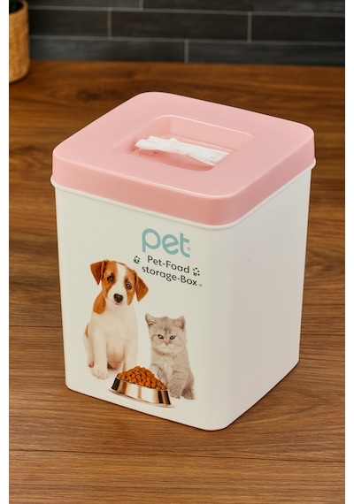 Evcil Hayvan Kedi Ve Köpek Mama Saklama Kabı - Pembe