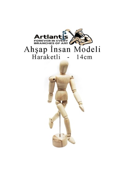 Ahşap İnsan Modeli 14 Cm 1 Adet İnsan Figürlü Ahşap Model Manken Resim Ressam Eğitimi Tahta Adam Kukla Stilist
