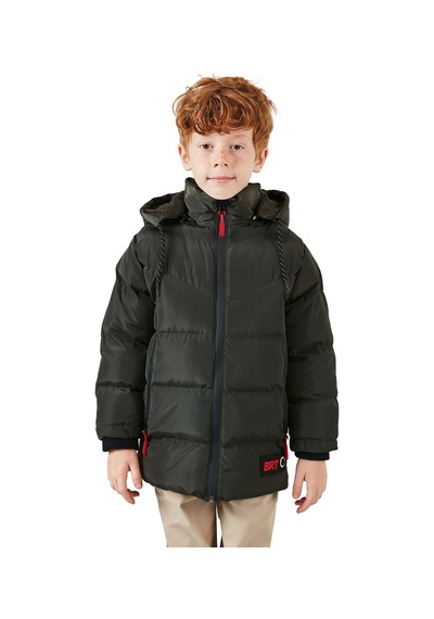 Lela Içi Peluş Astarlı Çıkarılabilir Kapüşonlu Şişme Erkek Çocuk Mont 5763038 Haki