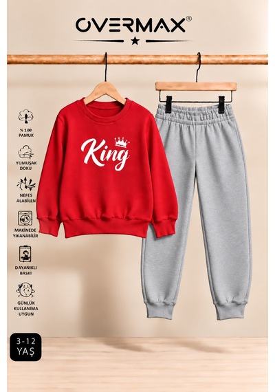 Overmax King Baskılı Çocuk Eşofman Takımı Kapüşonsuz Sweatshirt & Eşofman Altı Kırmızı Üst-gri Alt - 921711866 Kırmızı Üst-gri Alt Overmax King Baskılı Çocuk Eşofman Takımı Kapüşonsuz Sweatshirt & Eşofman Altı Kırmızı Üst-gri Alt - 921711866 Kırmızı Üst-gri Alt