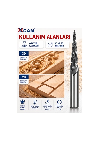 Konik Küresel Cnc Freze Ucu R0.75 1.5 Mm 6 Mm Şaft 75 Mm
