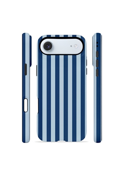 Apple iPhone Uyumlu 17 Air Vorian Çift Katmanlı Magsafe Kılıf Navy Riviera Stripe