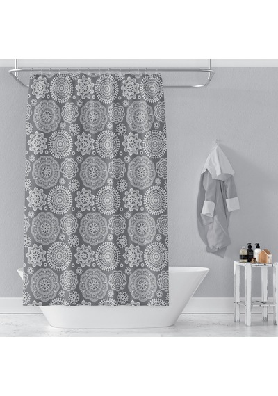 Banyo Perdesi 2882 1x180x200, Perde Borusu Askı Aparatı Köşe Boru Beyaz Hediyeli, Duş Perdesi Seti Çok Renkli