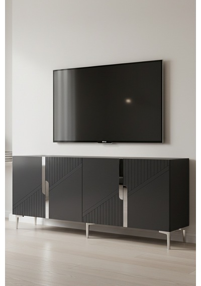 Ka1828as Evva Konsol Ve Tv Sehpası Antrasit-silver 180cm Antrasit - Gümüş