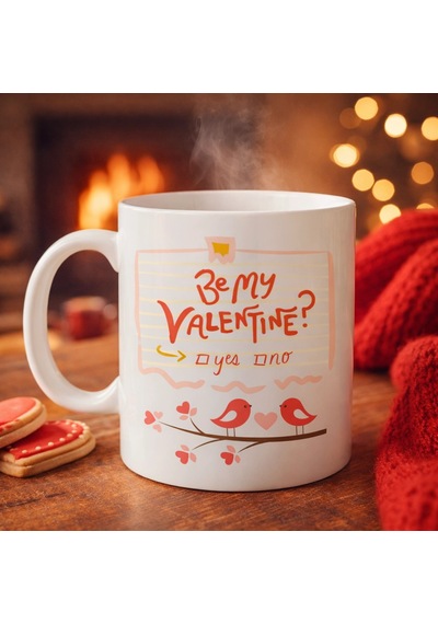 Be My Valentine Porselen Kupa Model 7 - Sevgililer Günü Hediyesi-aşk Temalı Sevimli Kupa