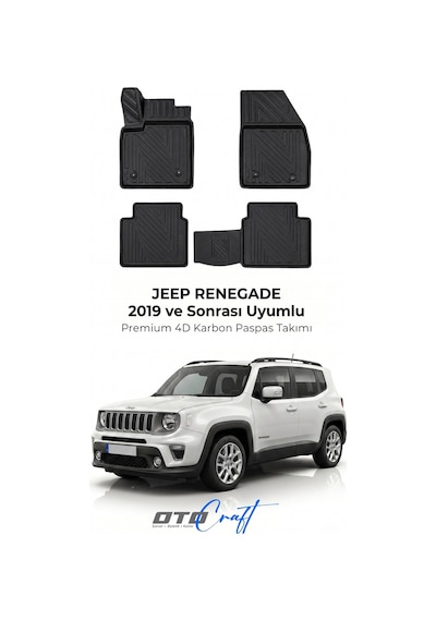 Otocraft Jeep Renegade 2019+ Araca Özel 4d Karbon Oto Paspas Havuzlu Tam Set