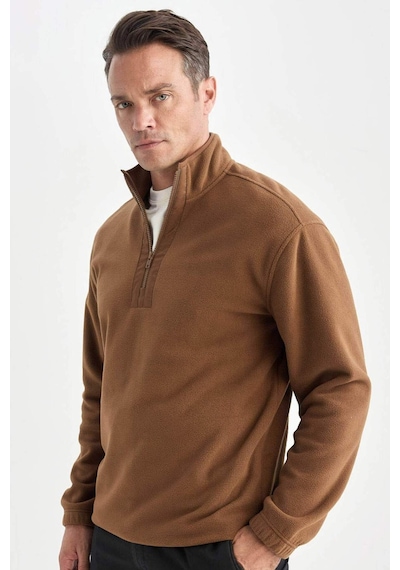 DeFacto Relax Fit Dik Yaka Fermuarlı Polar Sweatshirt D2688AX24AUBN164