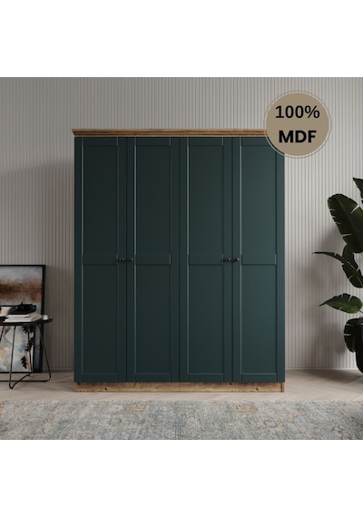 Dali 4 Kapılı Mdf Country Gardırop Yeşil