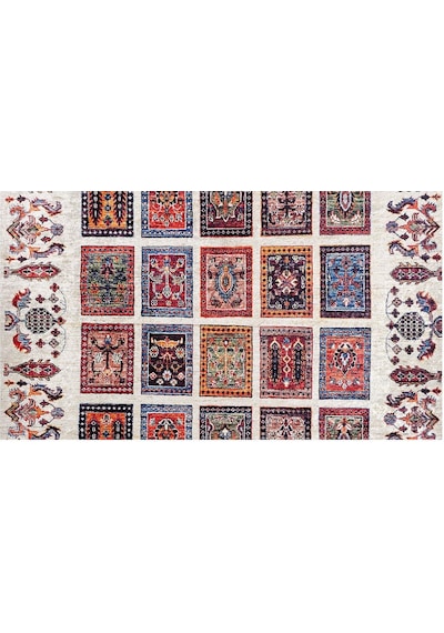 Piksel Halı Beyaz Patchwork Dijital Baskı Halı Çok Renkli