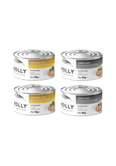 Molly 2 Çeşit Karma Kitten Yavru Kedi Konservesi 85 Gr. X 4 Adet