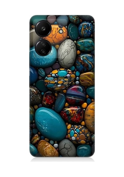 Xiaomi Redmi 13c Uyumlu Renkli Doğal Taşlar Desenli Silikon Kılıf