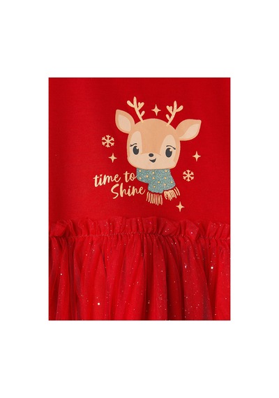 LC Waikiki Alıta Cıty Farkıyla Lcw Kids Kırmızı Penye Baskılı Kız Çocuk Elbise Kirmizi - 928249897 Kirmizi