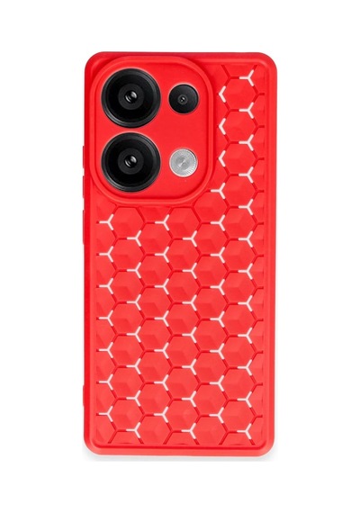 Xiaomi Redmi Note 13 Pro 4g Uyumlu Kılıf Petek Silikon Kapak - Kırmızı