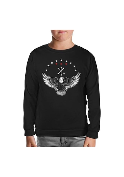 Lord Tshirt Kafkas Adige Bayraklı Karta Siyah Çocuk Sweatshirt