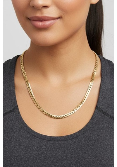 Gümüş Kaplama 316 L Paslanmaz Çelik Kz-103 Ezme Balıksırtı Gurmet Sık Örme İtalyan Model Zincir Kolye 6 Mm Gold Altın
